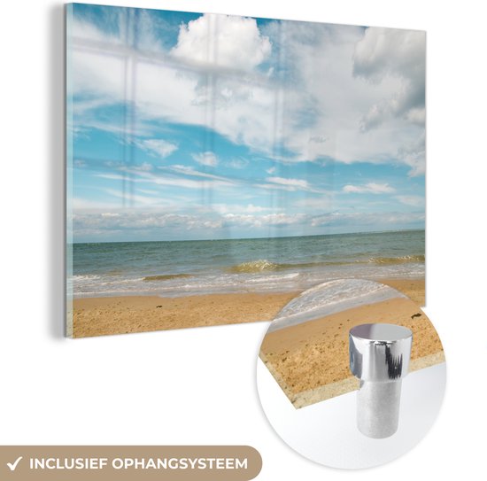 MuchoWow® Peinture sur verre 30x20 cm - Peinture sur verre acrylique - Plage - Été - Nuages ​​- Photo sur verre - Peintures