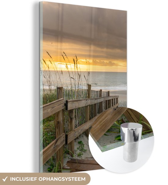 MuchoWow® Peinture sur Verre - Plage - Mer - Dune - Chemin - 80x120 cm - Peintures sur Verre Peintures - Photo sur Glas