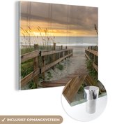 MuchoWow® Glasschilderij 20x20 cm - Schilderij acrylglas - Strand - Zee - Duin - Pad - Foto op glas - Schilderijen