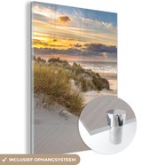 Glasschilderij - Foto op glas - Strand - Zee - Zon - Duin - Wanddecoratie - 30x40 cm - Schilderij glas - Kamer decoratie - Acrylglas - Schilderijen woonkamer - Portret van de zomer