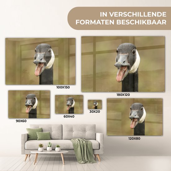 MuchoWow® Peinture sur verre 120x80 cm - Peinture sur verre acrylique - Tête d'oiseau de grande bernache du Canada - Photo sur verre - Peintures