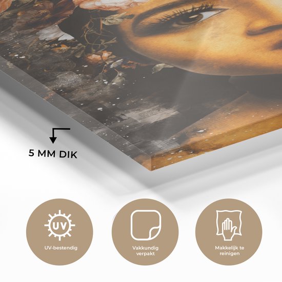 Peinture sur verre - Femmes - Fleurs - Peinture - 60x90 cm - Peintures Plexiglas