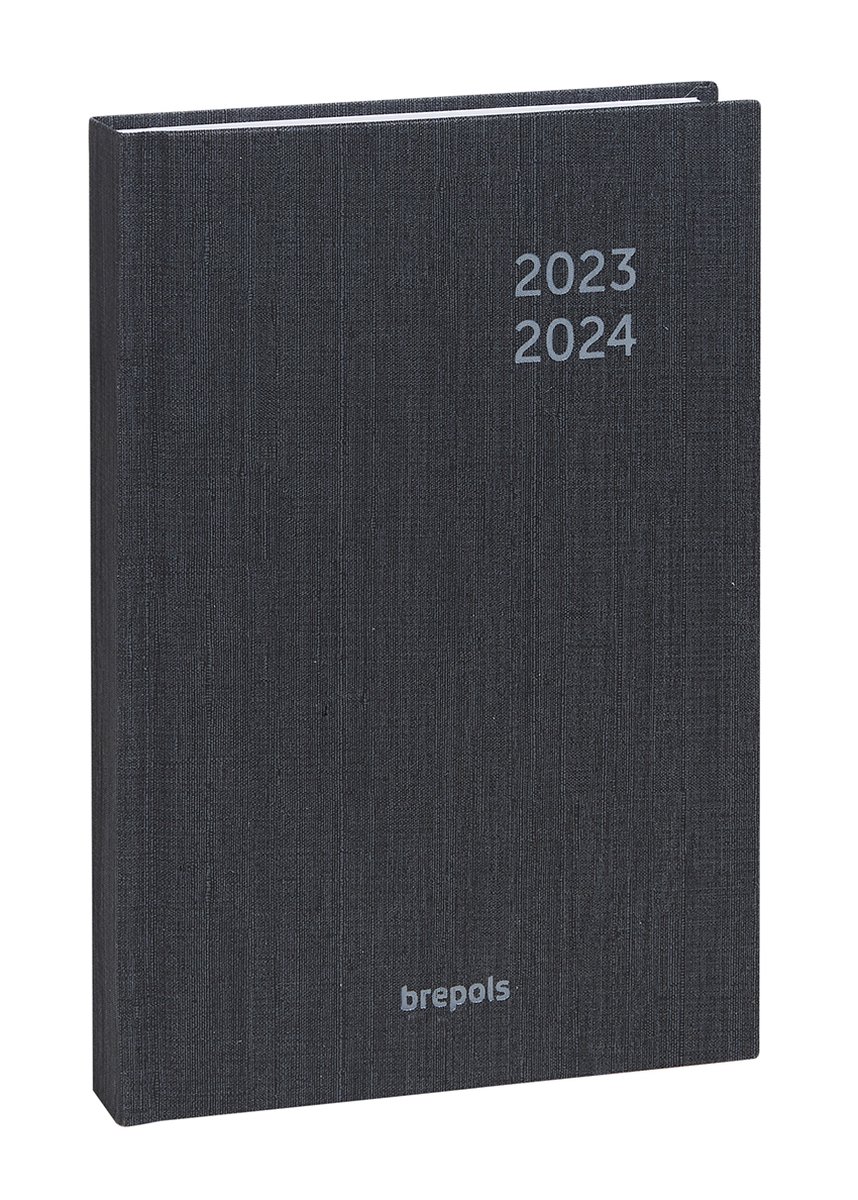 Brepols Schoolagenda 2023-2024 - KASHMIR - Dagoverzicht - Zwart - 11.5 x 16.9 cm