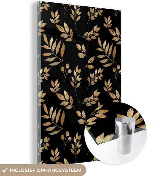 Peinture sur Verre - Motif - Feuilles - Or - 100x150 cm - Peintures sur Verre Peintures - Photo sur Glas