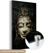 MuchoWow® Glasschilderij 20x30 cm - Schilderij acrylglas - Beeld - Boeddha - Steen - Foto op glas - Schilderijen