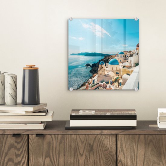 Peinture sur Verre - Après-midi à Santorin Grèce - 20x20 cm - Peintures sur Verre Peintures - Photo sur Glas