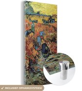 MuchoWow® Glasschilderij 40x80 cm - Schilderij acrylglas - De rode wijngaard - Vincent van Gogh - Foto op glas - Schilderijen
