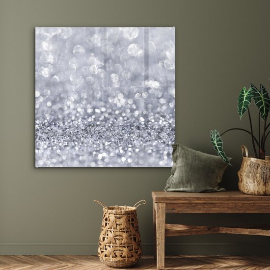MuchoWow® Peinture sur Verre - Paillettes Argentées - 90x90 cm - Peintures sur Verre Acrylique - Photo sur Glas