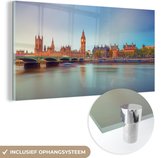 MuchoWow® Glasschilderij 160x80 cm - Schilderij acrylglas - Skyline Londen - Foto op glas - Schilderijen