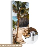 MuchoWow® Glasschilderij 80x160 cm - Schilderij acrylglas - Tropisch strand bij Riviera Maya bij Tulum in Mexico - Foto op glas - Schilderijen