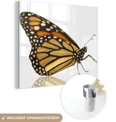 MuchoWow® Glasschilderij 20x20 cm - Schilderij acrylglas - Monarch vlinder - Foto op glas - Schilderijen