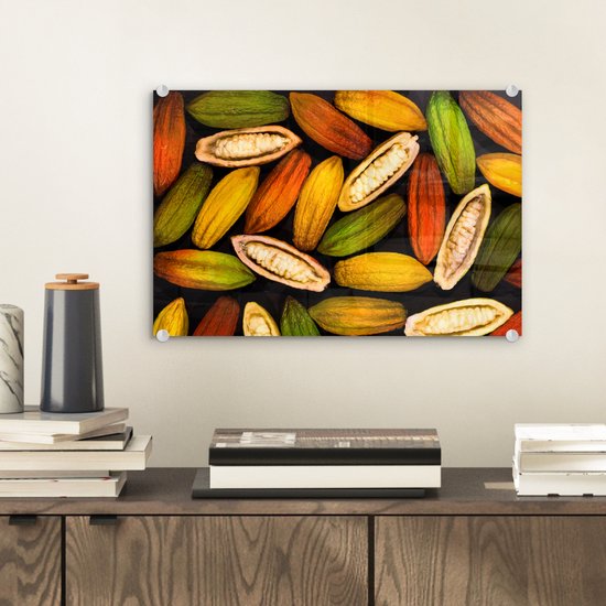 Cabosses ouvertes et fermées des fèves de cacao Plexiglas 30x20 cm - petit - Tirage photo sur Glas (décoration murale plexiglas)