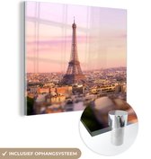 Tableau sur Verre - Vue de Paris avec la Tour Eiffel qui dépasse - 20x20 cm - Peintures sur Verre Peintures - Photo sur Glas