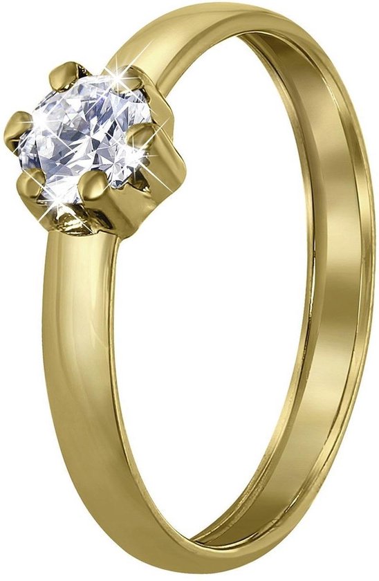 14 Karaat geelgouden damesring met zirkonia