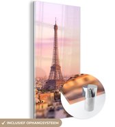 MuchoWow® Peinture sur Verre - Vue de Paris avec la Tour Eiffel s'élevant au-dessus - 20x40 cm - Peintures sur Verre Acrylique - Photo sur Glas