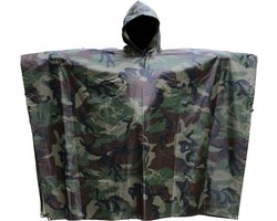 PVC Regenponcho voor outdoor fietsen en bergbeklimmen - Amerikaanse Jungle Camouflage -(One Size)