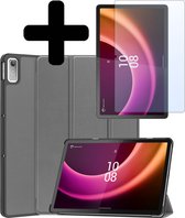 Hoes Geschikt voor Lenovo Tab P11 (2e Gen) Hoes Luxe Hoesje Book Case Met Screenprotector - Hoesje Geschikt voor Lenovo Tab P11 (2nd Gen) Hoes Cover - Grijs