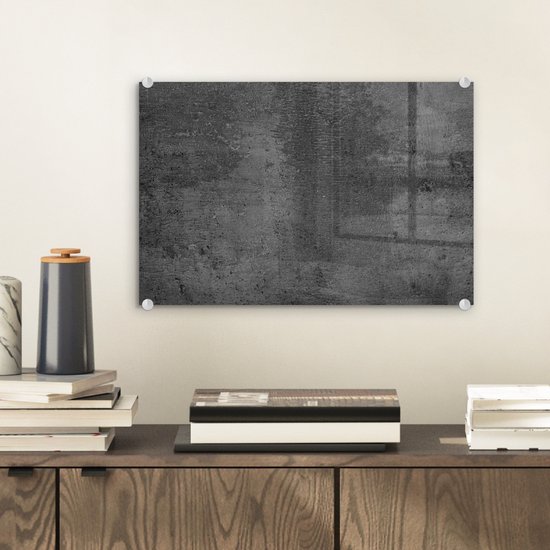 MuchoWow® Peinture sur verre 30x20 cm - Peinture sur verre acrylique - Structure - Béton - Grijs - Industriel - Rustique - Photo sur verre - Peintures