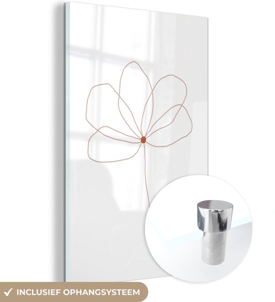 MuchoWow® Peinture sur verre 100x150 cm - Peinture sur verre acrylique - Bloem - Dessin au Line - Nature - Photo sur verre - Peintures