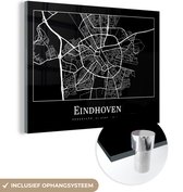 MuchoWow® Glasschilderij 80x60 cm - Schilderij acrylglas - Plattegrond - Eindhoven - Kaart - Stadskaart - Foto op glas - Schilderijen