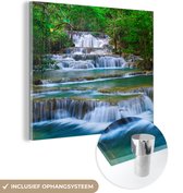 Glasschilderij - Acrylplaat - Waterval - Natuur - Bomen - Kamer decoratie - Glasschilderij natuur - Schilderij glas - Foto op glas - 90x90 cm - Acrylglas - Wanddecoratie