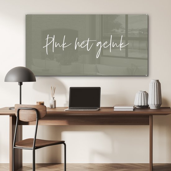 MuchoWow® Peinture sur verre 120x60 cm - Peinture sur verre acrylique - Texte - Geluk - Saisir le bonheur - Citations - Photo sur verre - Peintures