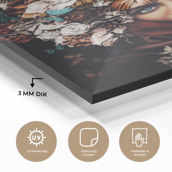 Peinture sur Verre - Fleurs - Papillon - Femmes - Foulard - 30x40 cm - Peintures sur Verre Peintures - Photo sur Glas