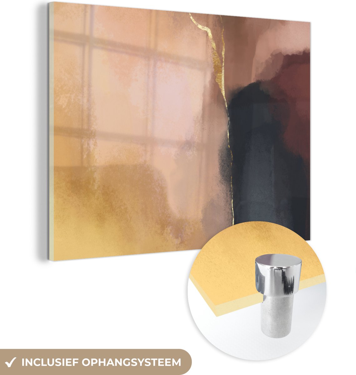 MuchoWow® Glasschilderij 160x120 cm - Schilderij acrylglas - Abstract - Verf - Pastel - Foto op glas - Schilderijen