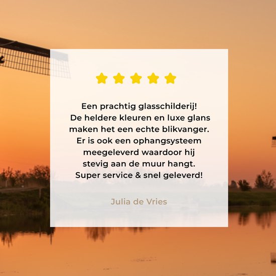 MuchoWow® Peinture sur Verre - Moulin à Vent - Horizon - Holland - 160x80 cm - Peintures sur Verre Acrylique - Photo sur Glas