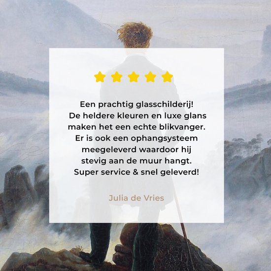 MuchoWow® Peinture sur Verre - Le Vagabond au-dessus des Brumes - Peinture de Caspar David Friedrich - 120x160 cm - Peintures sur Verre Peintures - Photo sur Glas