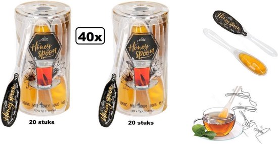 40x Honey Spoon / honinglepel 7 gram - thee honing drinken lepel restaurant festival theehuis