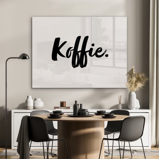 MuchoWow® Peinture sur verre - Café - Taupe - Citation - 120x90 cm - Peintures sur verre acrylique - Photo sur Glas