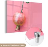 MuchoWow® Glasschilderij 30x20 cm - Schilderij acrylglas - Planten - Zomer - Roze - Foto op glas - Schilderijen