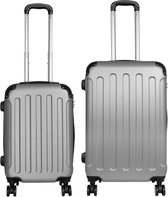 Kofferset 2 delig - Reiskoffers met TSA slot en op wielen - Avalon - Zilver - S + M - Travelsuitcase