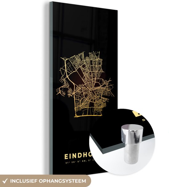 Peinture sur Verre - Pays- Nederland - Eindhoven - Carte - Carte - Plan de la Ville - 20x40 cm - Peintures sur Verre Peintures - Photo sur Glas