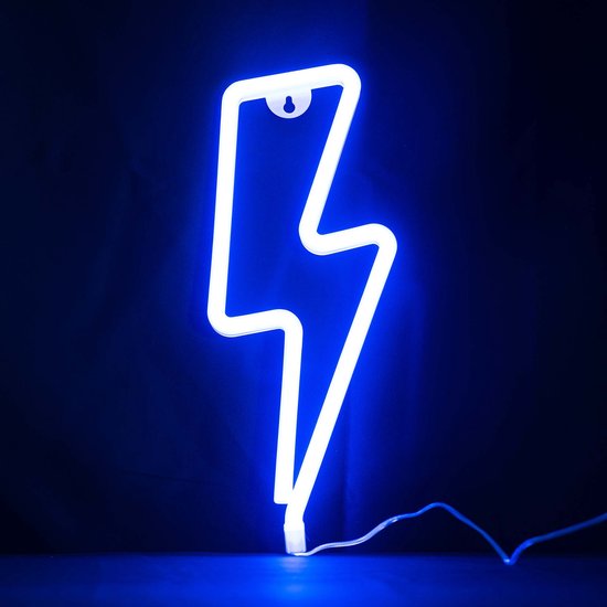 Wandlamp - Neon Verlichting Bliksem Blauw - Neon lamp - Neon Wandlamp - Ophangen mogelijk - Sfeerverlichting - Neon LED Lamp - Verlichting