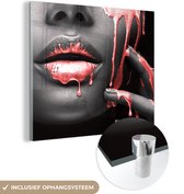 Peintures sur verre - Lèvres - Rouge - Zwart - 90x90 cm - Peintures Plexiglas