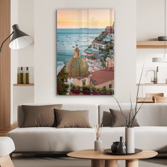 Peinture sur Verre - Italie - Mer - Maisons - 80x120 cm - Peintures sur Verre Peintures - Photo sur Glas