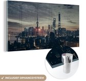 MuchoWow® Glasschilderij 160x80 cm - Schilderij acrylglas - China - Urban - Licht - Foto op glas - Schilderijen
