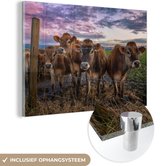 Peintures sur verre - Vache - Clôture - Ciel - 150x100 cm - Peintures Plexiglas