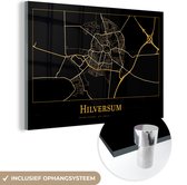 MuchoWow® Peinture sur verre 60x40 cm - Peinture acrylique sur verre - Carte - Hilversum - Simple - Or - Zwart - Photo sur verre - Peintures