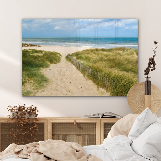 Peinture sur verre - Plage - Mer - Dune - België - 120x80 cm - Peintures Plexiglas