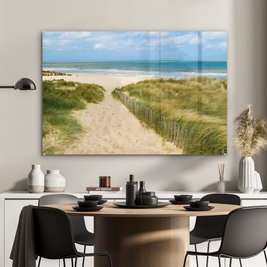 Peinture sur verre - Plage - Mer - Dune - België - 120x80 cm - Peintures Plexiglas