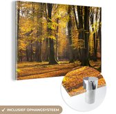 MuchoWow® Glasschilderij 30x20 cm - Schilderij acrylglas - Oranje herfstbos in het Nationaal park Exmoor in Engeland - Foto op glas - Schilderijen