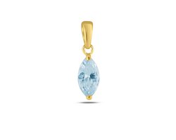 New Bling 9NBSAM-G230075 Gouden Hangertje met Zirkonia Steentje - Ovaal - Licht Blauw - 7x5mm - 14 Karaat - Goud