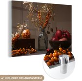 MuchoWow® Glasschilderij 90x60 cm - Schilderij acrylglas - Fruit - Vaas - Stilleven - Foto op glas - Schilderijen