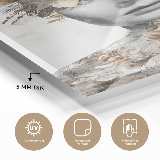 MuchoWow® Peinture sur verre - Femmes - Fleurs - Éclats - 60x90 cm - Peintures sur verre acrylique - Photo sur Glas