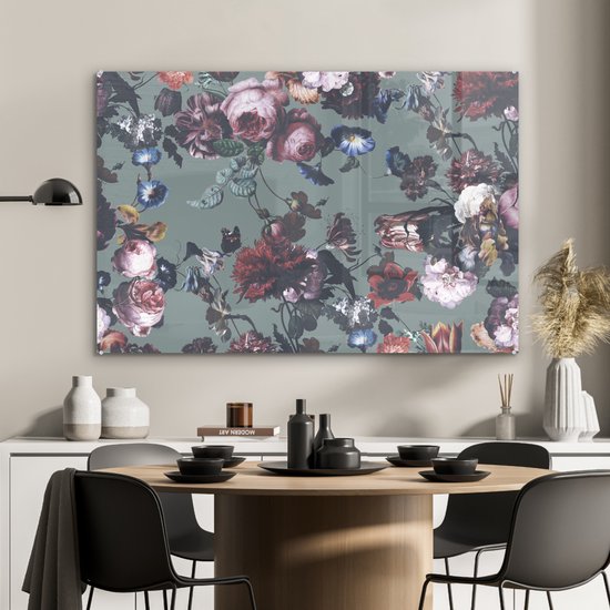 Peinture sur Verre - Fleurs - Roses - Rose - 120x80 cm - Peintures Plexiglas