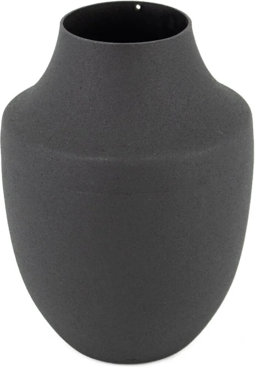 Metalen vaas zwart wb - Kolony - Bloemenvaas - 4,5x9x12,5cm