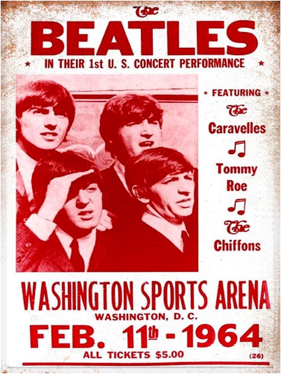 Signs-USA - Concert Sign - metaal - The Beatles - Washington 1964 - 30x40 cm